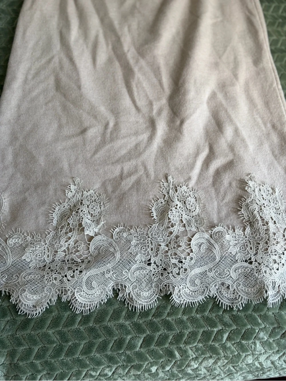 Taupe Lace-Trim Midi Skirt - Picture 3 of 4